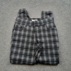 Nine West Jeans Womens 4 Gray Plaid Mid Rise Heidi Pull-On Skinny Stretch Pants